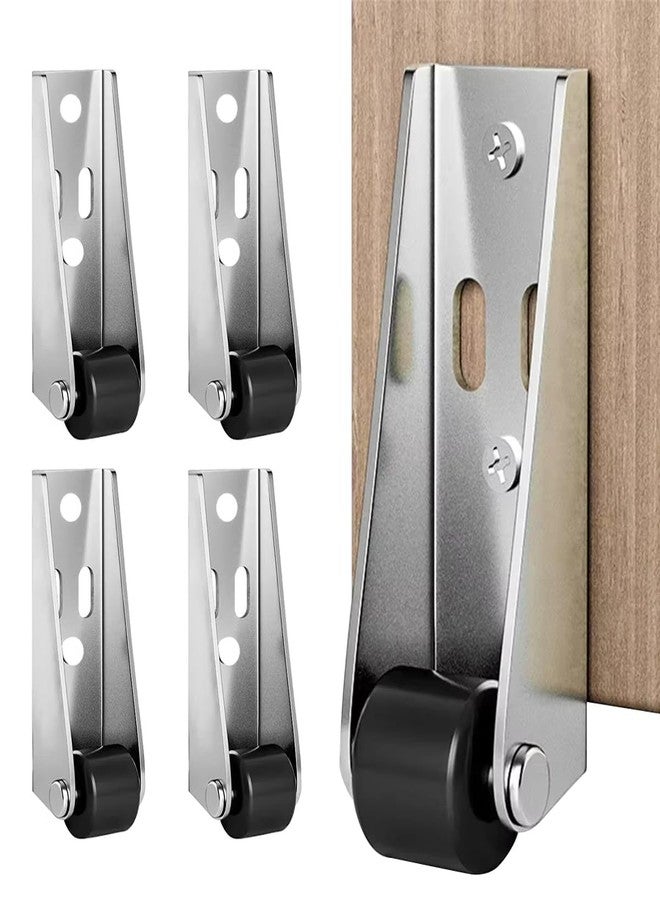 ABTER Door Bottom Roller Bracket Set | Metal Bracket with Wheel | Silver & Black | 4 Pieces | 2.71 × 1.18 × 0.9 inch - Image 1